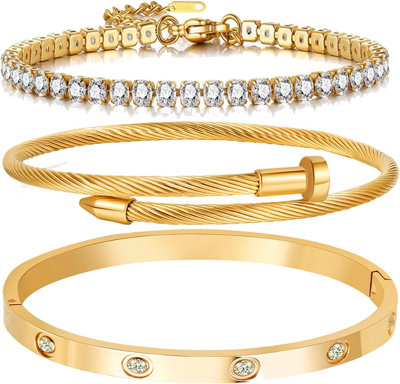 Gold Plated Love Bangle Bracelet