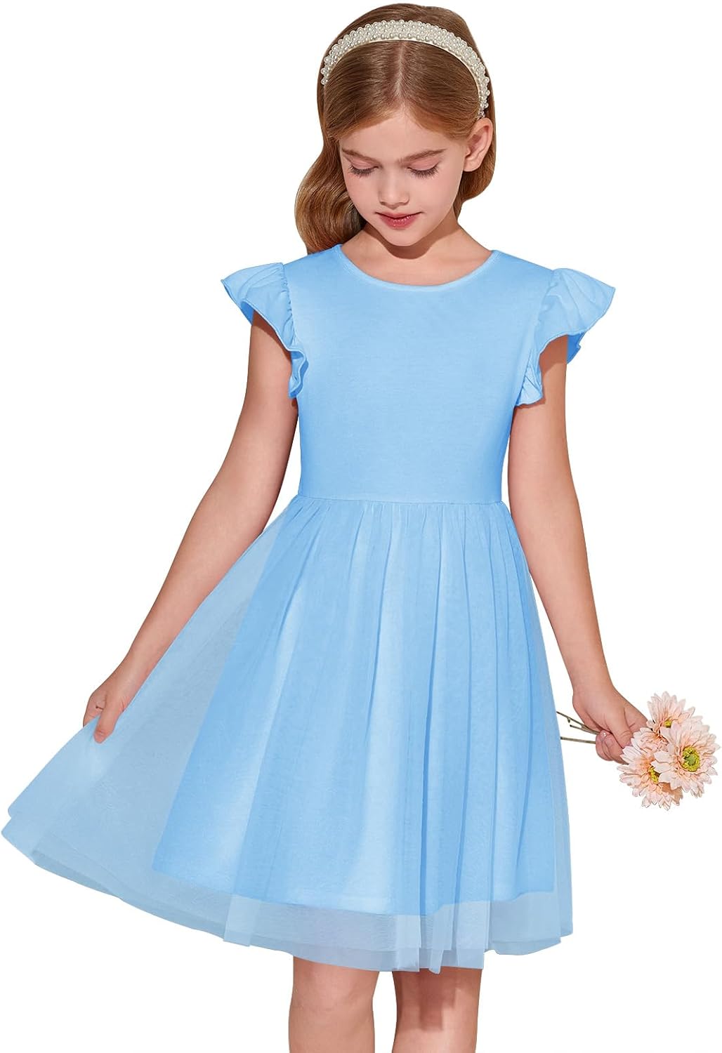 Haloumoning Girls Tutu Dress Ruffle Short Sleeve